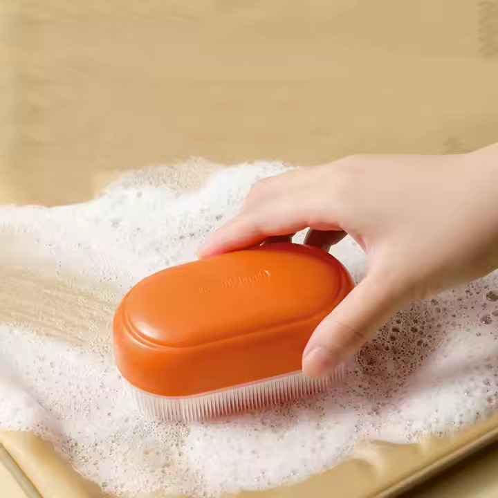 Plastic handle portable clothes cleaning brush