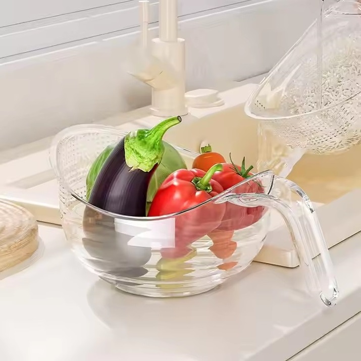 Kitchen Plastic Strainer Washing Rice Basket Fruit Vegetable Colanders